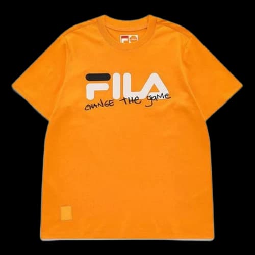FILA FUSION Logo Printing Sports Round Neck Short Sleeve Orange