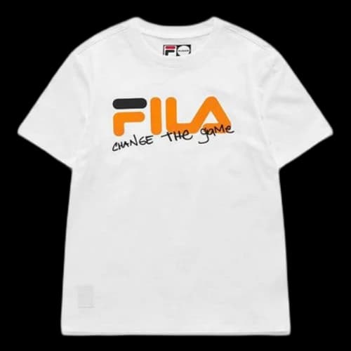 FILA FUSION Logo Printing Sports Round Neck Short Sleeve White