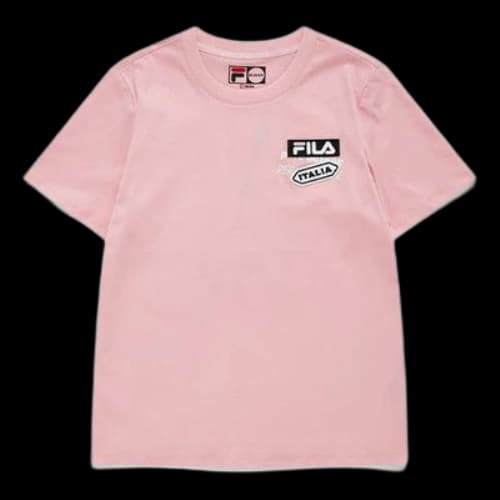 FILA FUSION Logo Printing Sports Short Sleeve Pink T-Shirt