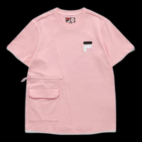FILA FUSION Loose Sports Pocket Round Neck Short Sleeve Pink