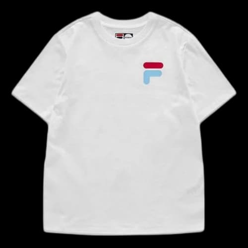 FILA FUSION Contrasting Colors Logo Printing Sports Round Neck Short Sleeve White