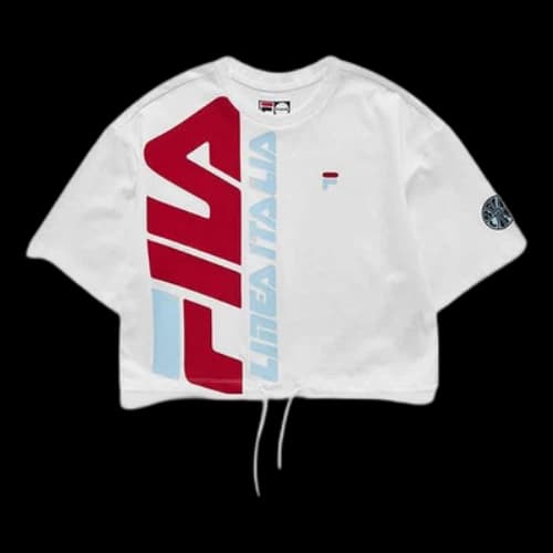 FILA FUSION Logo Printing Sports Loose Round Neck Short Sleeve White