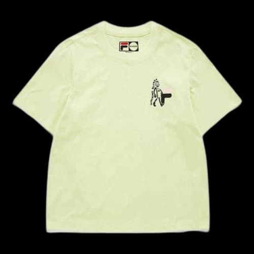 FILA FUSION Funny Printing Loose Sports Knit Short Sleeve Yellow