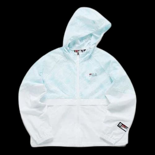 FILA FUSION Colorblock Thin and light Loose Woven Hooded Jacket White