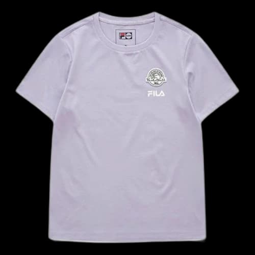 FILA FUSION Pattern Round Neck Sports Short Sleeve Purple