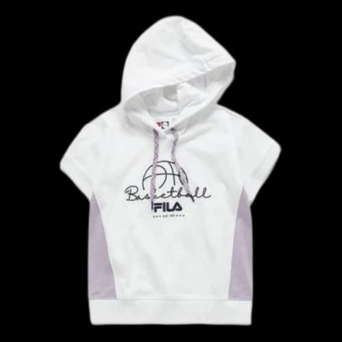 FILA Fusion Casual Sports hooded Short Sleeve Hoodie White (Women's)