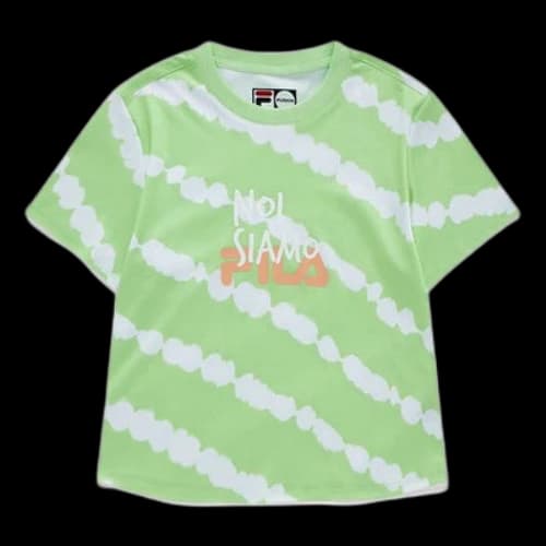 FILA FUSION Contrasting Colors Printing Slim Fit Knit Short Sleeve Green