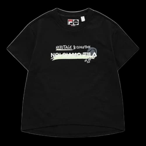 FILA FUSION Loose Sports Printing Knit Short Sleeve Black