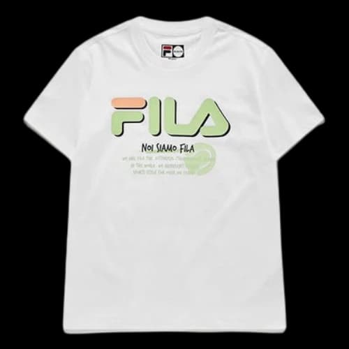 FILA FUSION Large Logo Printing Sports Knit Short Sleeve White