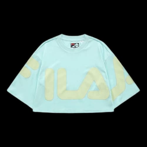 FILA FUSION Large Logo Printing Loose Sports Short Sleeve Green