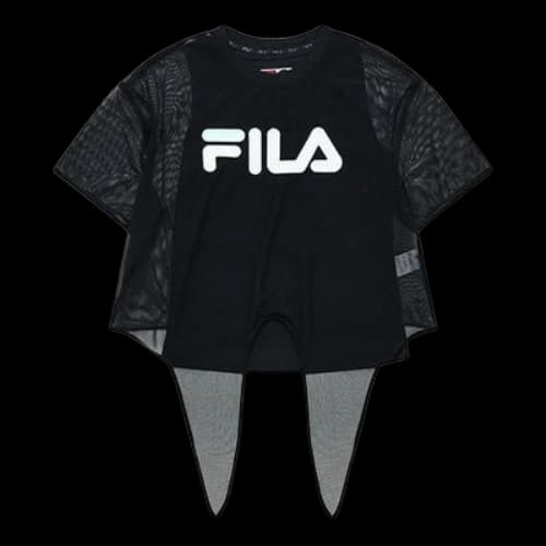 FILA FUSION Street Sport Alphabet Logo Short Sleeve Tops Black