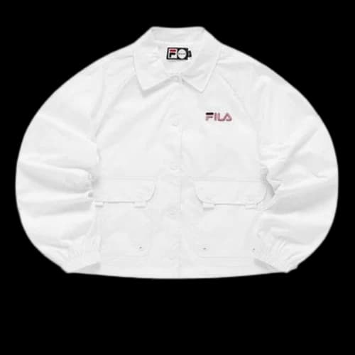 FILA FUSION Logo Embroidered Big Pocket Woven Loose Jacket White