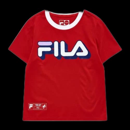 FILA FUSION 3D Contrasting Colors Logo Sports Slim Fit Short Sleeve Classic Red