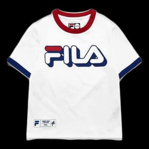FILA FUSION 3D Contrasting Colors Logo Sports Slim Fit Short Sleeve White