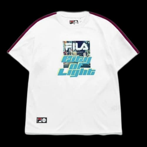 FILA FUSION Alphabet Printing Loose Round Neck Knit Short Sleeve White