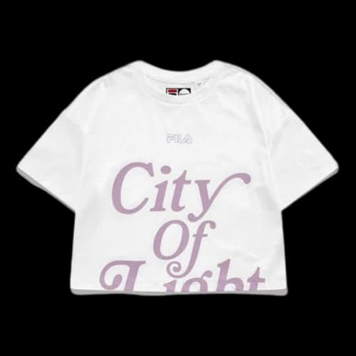 FILA FUSION Graffiti Alphabet Printing Loose Round Neck Short Sleeve White