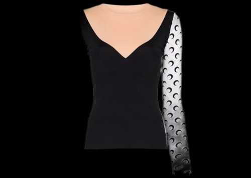 Marine Serre Trompe L'Oeil Neckline Top Black