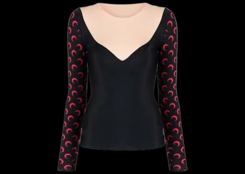 Marine Serre Crescent Moon Long-Sleeve Top Black