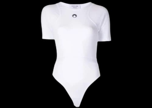 Marine Serre Crescent Moon Short-Sleeve Bodysuit White