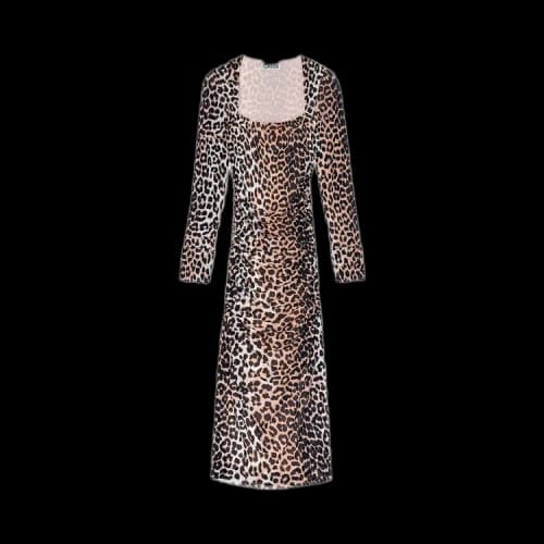 GANNI Printed Mesh Dress 'Leopard'