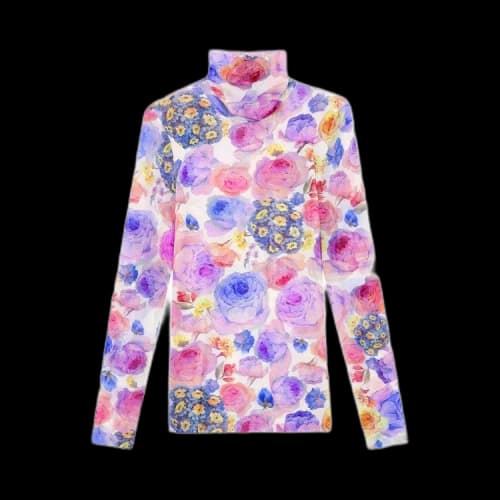 GANNI Printed Mesh Turtleneck 'Multi'