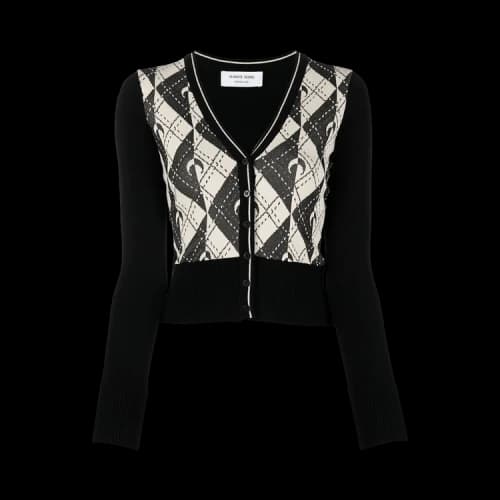 Marine Serre Royal Moon Carreaux Cardigan 'Black'