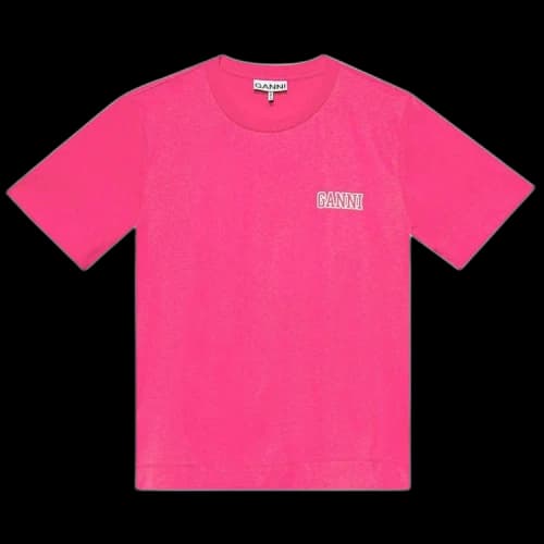 GANNI O-Neck T-Shirt 'Shocking Pink'