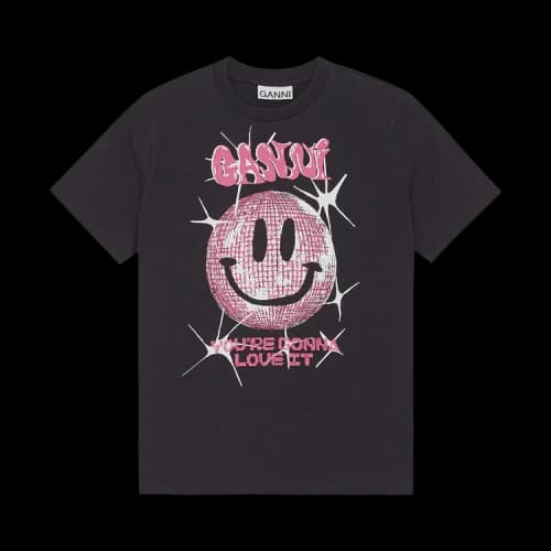 GANNI Basic Jersey Smiley Dark Relaxed T-Shirt 'Phantom'