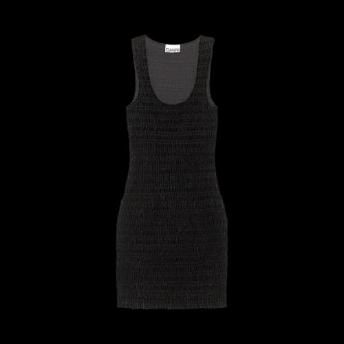 GANNI Velvet Jersey Smock Mini Dress 'Black'
