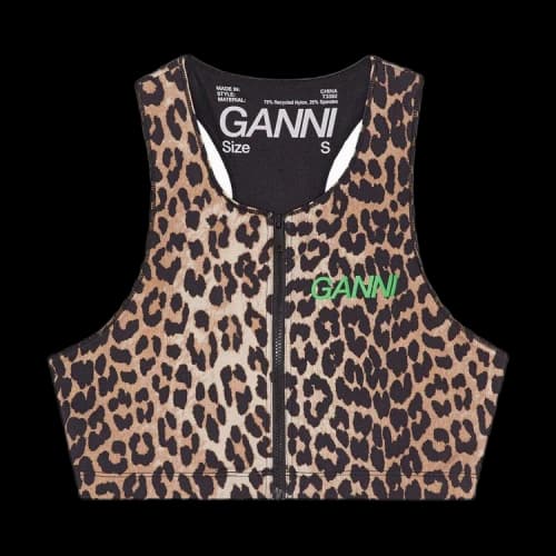 GANNI Active Racerback Zipper Top 'Leopard'