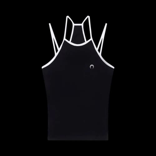 Marine Serre Organic Tennis Court Top 'Black'