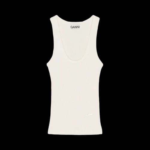 GANNI Heavy Rib Jersey Tank Top 'Egret'
