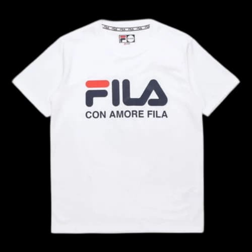 FILA FUSION Casual Logo Printing Round Neck Short Sleeve White
