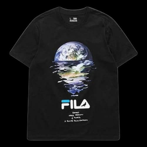 FILA FUSION x staple Crossover Earth Printing Sports Round Neck Short Sleeve Black