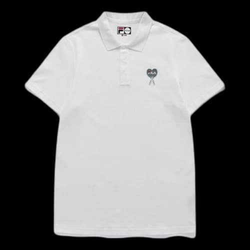 FILA FUSION Embroidered Logo Solid Color Sports Short Sleeve Polo Shirt White