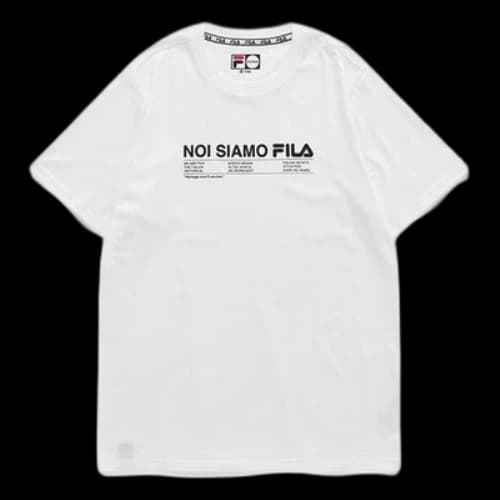 FILA FUSION Alphabet Printing Sports Round Neck Short Sleeve White