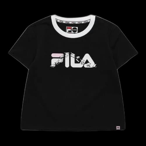 FILA FUSION Funny Logo Printing high waist Short Sleeve Black