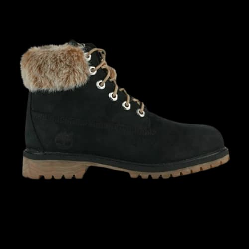 Timberland 6 Inch Premium Waterproof Boots Faux Fur Trim Junior 'Black'