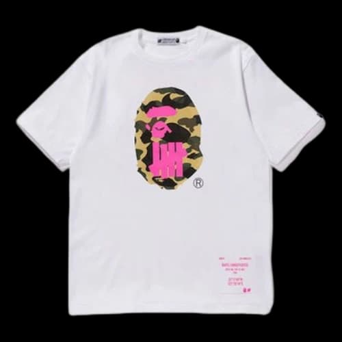 BAPE A Bathing Ape x UNDEFEATED Shanghai limited Ape Head Tee 'White Pink'