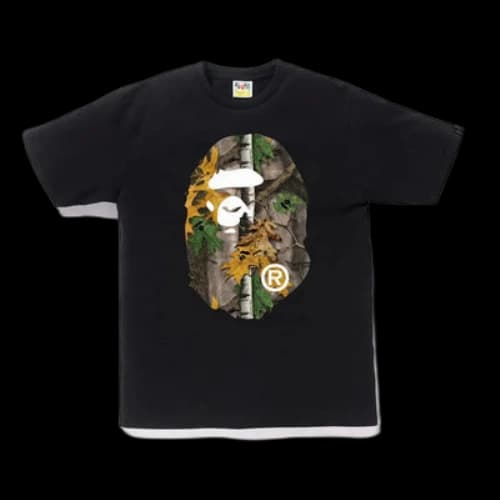 BAPE A Bathing Ape Forest Camo Big Ape Head T-shirt 'Black Beige'