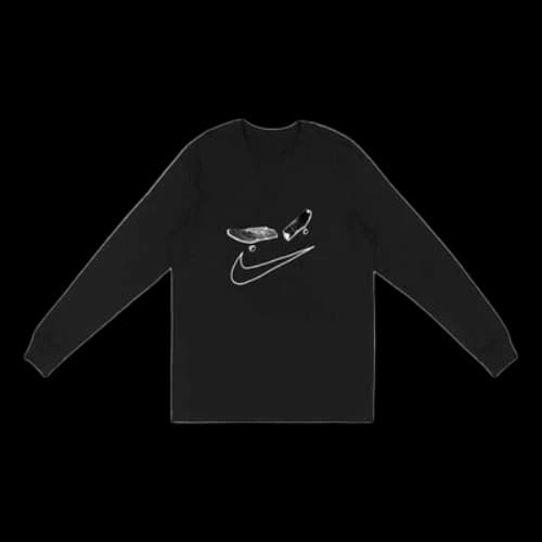 Travis Scott Cactus Jack x Nike Crossover Skateboard Pattern Printing Round Neck Long Sleeves Unisex Black