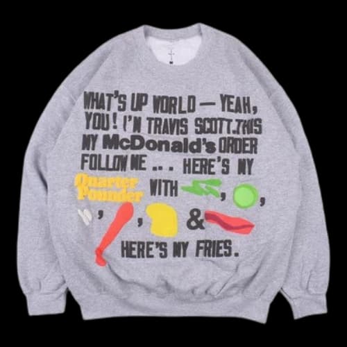 Travis Scott Cactus Jack x Mcdonald x CPFM Unisex Printing Sweatshirt Grey