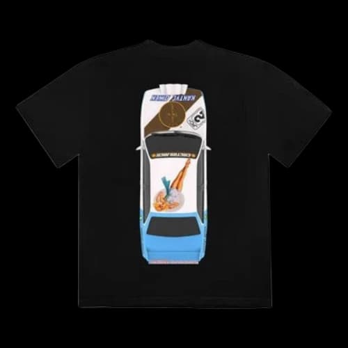 Travis Scott Unisex Cactus Jack JACKBOYS VEHICLE Print Round-neck Tee Black