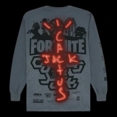 Travis Scott Back Bling L/S Tee 'Washed Grey'