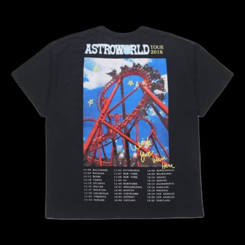 Travis Scott Unisex Cactus Jack Astroworld Printing Round-neck Tee Black