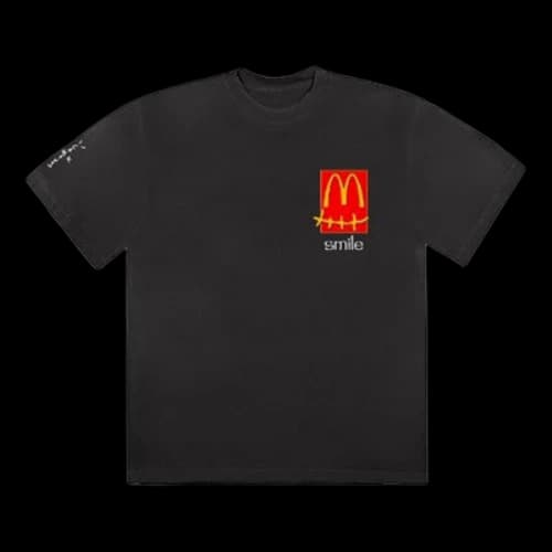 Travis Scott Unisex Cactus Jack x McDonald Smile Printed Round-neck Tee Black