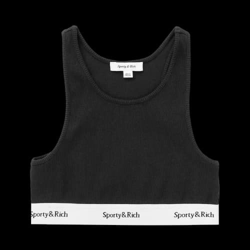 Sporty & Rich Serif Logo Cropped Tank 'Black'