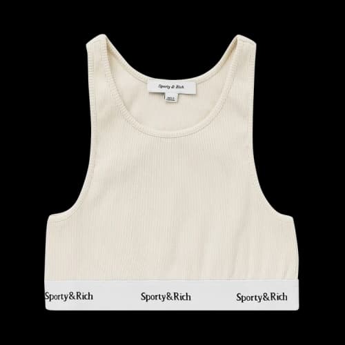 Sporty & Rich Serif Logo Cropped Tank 'Cream'