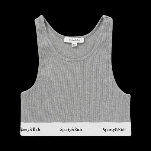 Sporty & Rich Serif Logo Cropped Tank 'Grey'