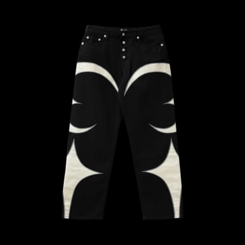Thug Club Leather Washing Jeans 'Black/White'